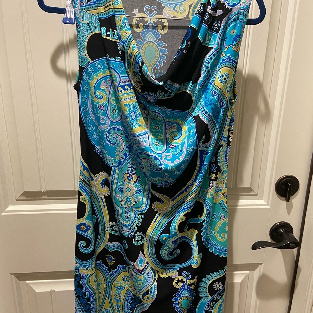 MSK Gray and Blue Patterned Top